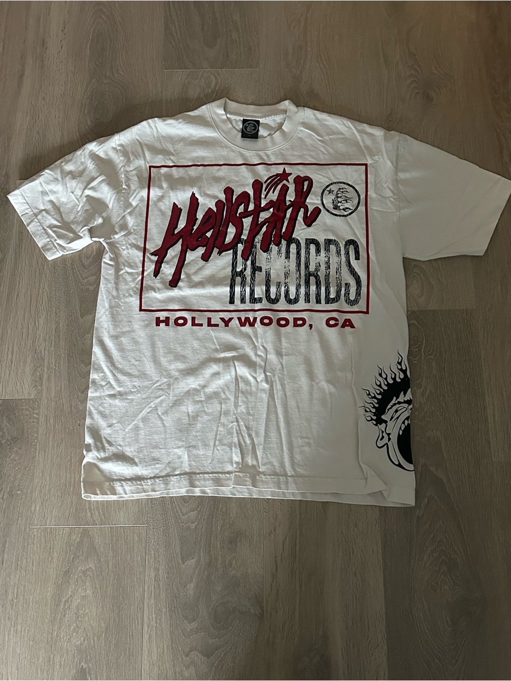 Hellstar Records Graphic Tee — White & Red Men’s Short Sleeve Shirt